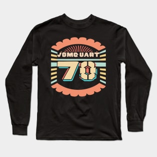 vintage-style t-shirt design that evokes the feeling of the 70s with a retro color scheme and a groovy font. Long Sleeve T-Shirt